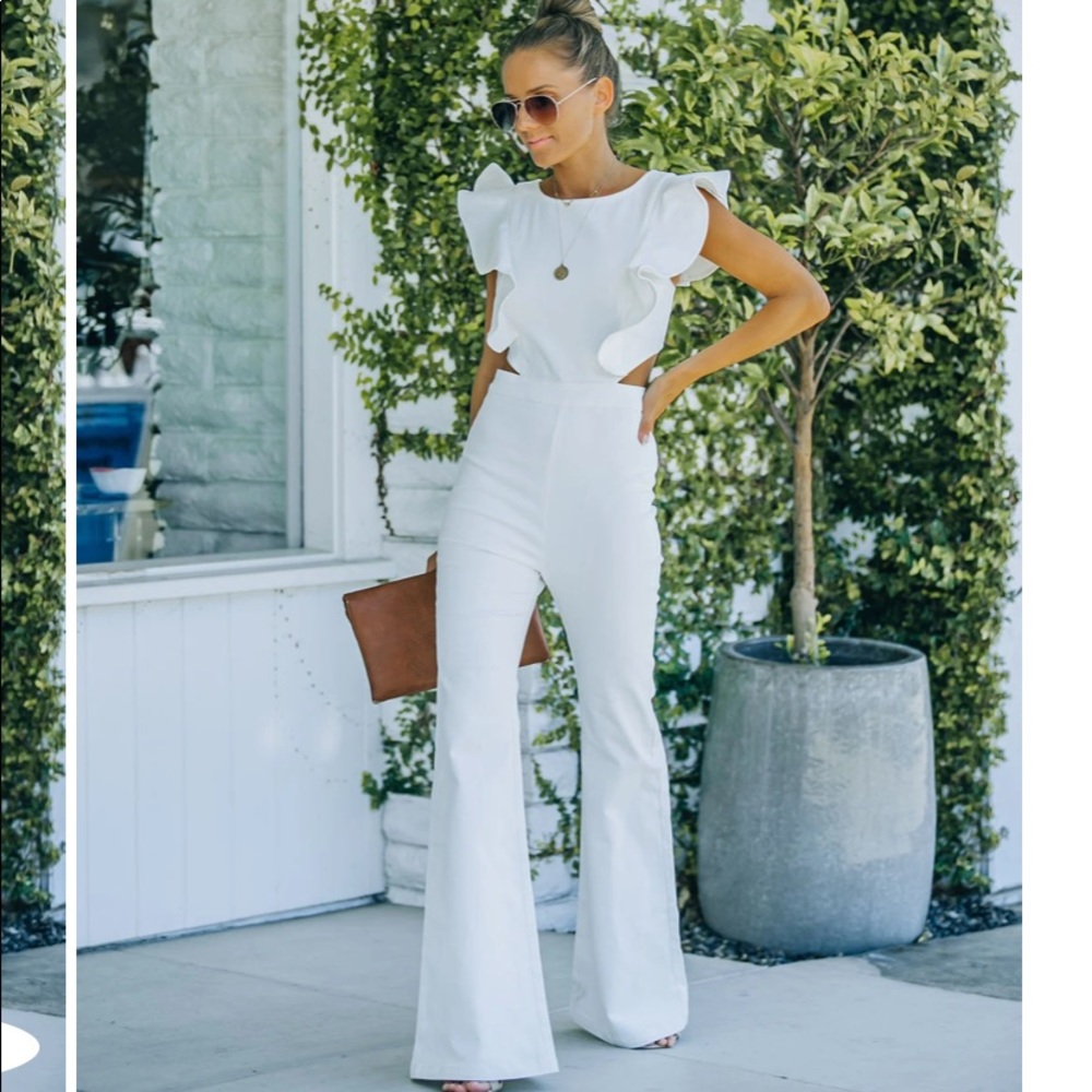 Kadie Cotton Blend Denim Flare Jumpsuit